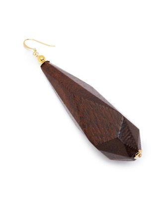 Detail View - Click To Enlarge - KENNETH JAY LANE - Geometric wooden drop earrings