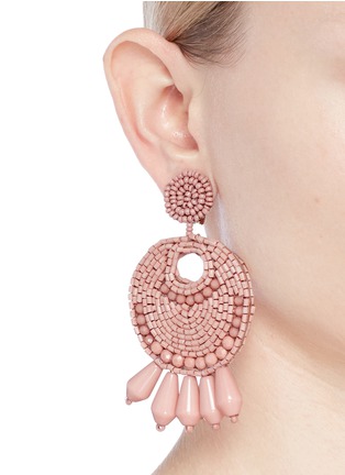 Figure View - Click To Enlarge - KENNETH JAY LANE - Beaded cutout circle drop clip earrings