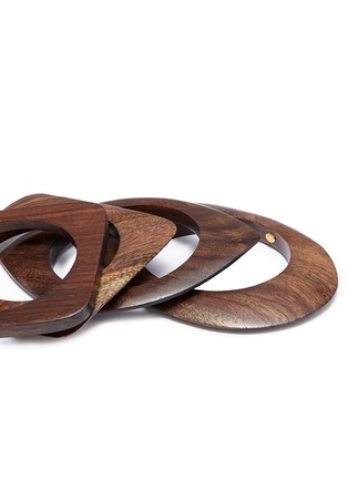 Detail View - Click To Enlarge - KENNETH JAY LANE - Geometric wood bangles 4-piece set