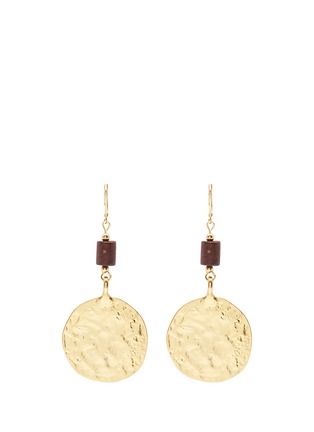 Main View - Click To Enlarge - KENNETH JAY LANE - Wooden bead hammered coin earrings