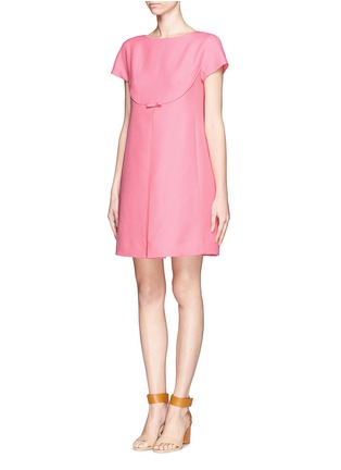 Front View - Click To Enlarge - VALENTINO GARAVANI - Single inverted pleated front wool-silk blend dress