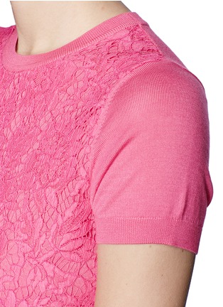 Detail View - Click To Enlarge - VALENTINO GARAVANI - Lace front panel short-sleeve knit top