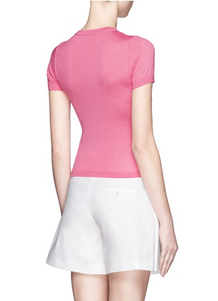 Back View - Click To Enlarge - VALENTINO GARAVANI - Lace front panel short-sleeve knit top