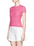 Front View - Click To Enlarge - VALENTINO GARAVANI - Lace front panel short-sleeve knit top