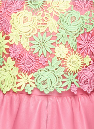 Detail View - Click To Enlarge - VALENTINO GARAVANI - Fluo lace leather dress