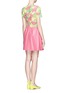 Back View - Click To Enlarge - VALENTINO GARAVANI - Fluo lace leather dress