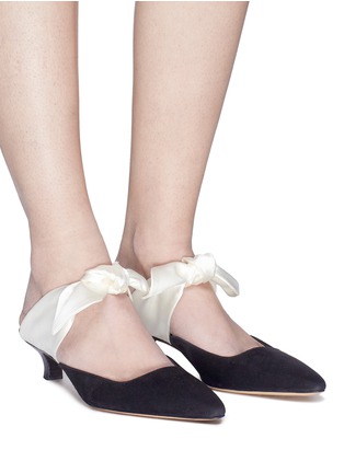 Figure View - Click To Enlarge - THE ROW - 'Coco' satin bow tie suede mules