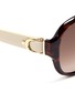 Detail View - Click To Enlarge - GUCCI - Horseshoe leather arm tortoiseshell sunglasses