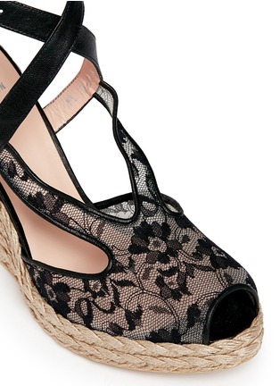 Detail View - Click To Enlarge - STUART WEITZMAN - 'Touring' lace espadrille wedge sandals