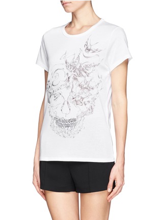Front View - Click To Enlarge - ALEXANDER MCQUEEN - Bird skull print cotton T-shirt