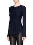 Front View - Click To Enlarge - ALEXANDER MCQUEEN - Wool-cashmere peplum sweater