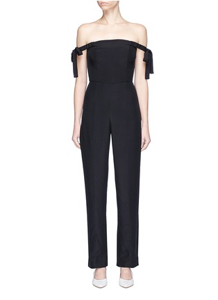 Main View - Click To Enlarge - STAUD - 'Rosa' ribbon tie off-shoulder jumpsuit