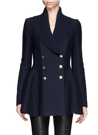 Main View - Click To Enlarge - ALEXANDER MCQUEEN - Shawl collar double breasted wool-cashmere jacket