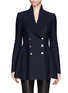 Main View - Click To Enlarge - ALEXANDER MCQUEEN - Shawl collar double breasted wool-cashmere jacket