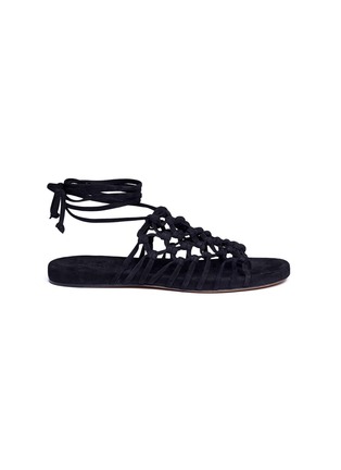 Main View - Click To Enlarge - ALUMNAE - KNOTTED LATTICE EFFECT SUEDE SANDALS