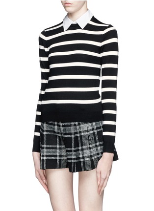 Front View - Click To Enlarge - ALICE & OLIVIA - Detachable collar stripe Merino wool sweater