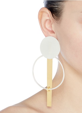 Figure View - Click To Enlarge - ANNIE COSTELLO BROWN - 'Krikoi' geometric hoop drop earrings