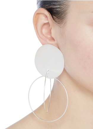 Figure View - Click To Enlarge - ANNIE COSTELLO BROWN - 'XL Halos' silver hoop drop earrings