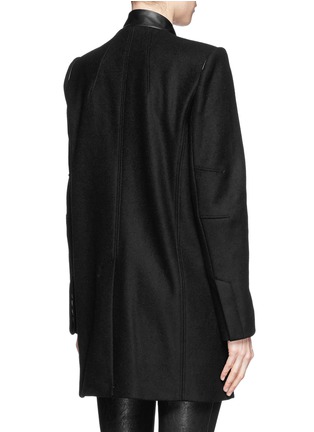 Back View - Click To Enlarge - HELMUT LANG - Leather trim wool combo coat