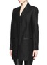 Front View - Click To Enlarge - HELMUT LANG - Leather trim wool combo coat
