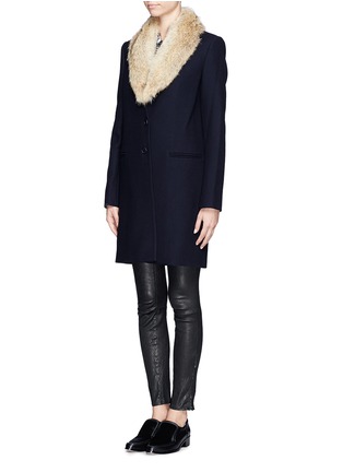 Front View - Click To Enlarge - THEORY - 'Belize' detachable coyote fur collar wool coat