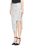 Front View - Click To Enlarge - HELMUT LANG - Strata print drape front jersey skirt