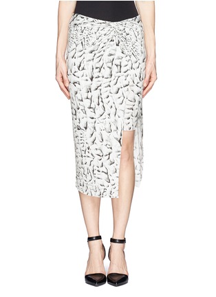 Main View - Click To Enlarge - HELMUT LANG - Strata print drape front jersey skirt