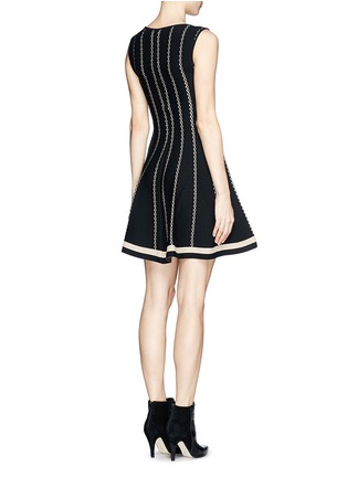 Back View - Click To Enlarge - RVN - 'Vertical stripe' circular jacquard flare dress