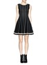 Main View - Click To Enlarge - RVN - 'Vertical stripe' circular jacquard flare dress