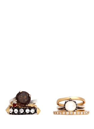 Main View - Click To Enlarge - IOSSELLIANI - Cultured pearl and crystal six ring set