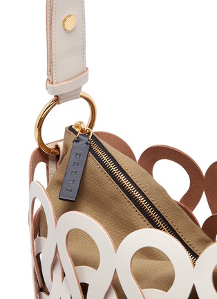 Detail View - Click To Enlarge - MARNI - Woven leather openwork bucket bag
