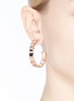 Figure View - Click To Enlarge - W. BRITT - Curb chain line building print silk ribbon hoop earrings