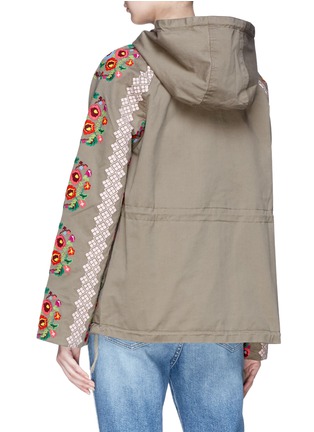 Back View - Click To Enlarge - NEEDLE & THREAD - Cross stitch floral embroidered sleeve parka