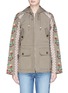 Main View - Click To Enlarge - NEEDLE & THREAD - Cross stitch floral embroidered sleeve parka