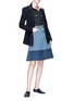 Figure View - Click To Enlarge - ACNE STUDIOS - 'Halna' colourblock A-line denim skirt