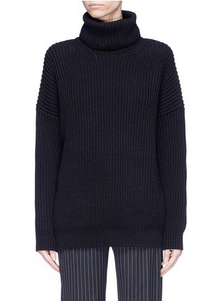Main View - Click To Enlarge - ACNE STUDIOS - 'Piphy Chunky' colourblock back hem rib knit turtleneck sweater