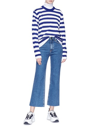 Figure View - Click To Enlarge - ACNE STUDIOS - 'Nalon Striped Face' patch sweater