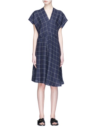 Main View - Click To Enlarge - ACNE STUDIOS - 'Jessia' windowpane check linen shift dress