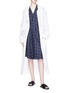 Figure View - Click To Enlarge - ACNE STUDIOS - 'Jessia' windowpane check linen shift dress