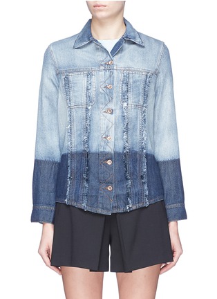 Main View - Click To Enlarge - ACNE STUDIOS - 'Leontino' frayed two-tone denim shirt