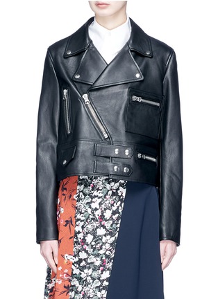 Main View - Click To Enlarge - ACNE STUDIOS - 'Suokki' lambskin leather cropped biker jacket