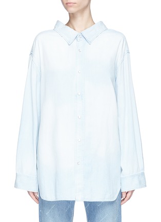 Main View - Click To Enlarge - BALENCIAGA - 'Swing' collar oversized chambray shirt