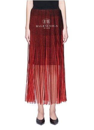 Main View - Click To Enlarge - BALENCIAGA - Logo print pleated skirt