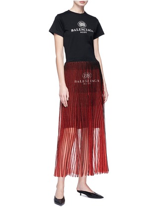 Figure View - Click To Enlarge - BALENCIAGA - Logo print pleated skirt