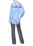 Figure View - Click To Enlarge - BALENCIAGA - 'New Swing' logo print tie neck stripe oversized shirt