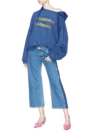 Figure View - Click To Enlarge - BALENCIAGA - 'Cities' logo print oversized hoodie