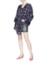 Figure View - Click To Enlarge - BALENCIAGA - Logo embroidered stonewashed denim mini skirt