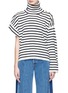 Main View - Click To Enlarge - BALENCIAGA - Drape hem asymmetric sleeve stripe turtleneck sweater