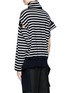 Back View - Click To Enlarge - BALENCIAGA - Drape hem asymmetric sleeve stripe turtleneck sweater