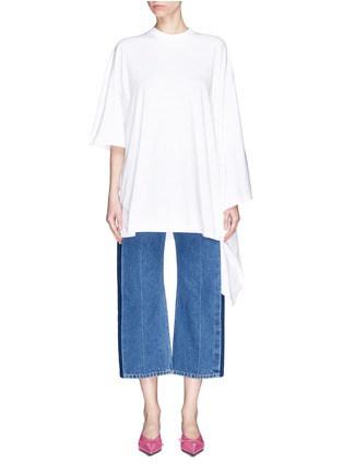 Main View - Click To Enlarge - BALENCIAGA - 'BB Mode' logo print asymmetric kimono sleeve oversized T-shirt
